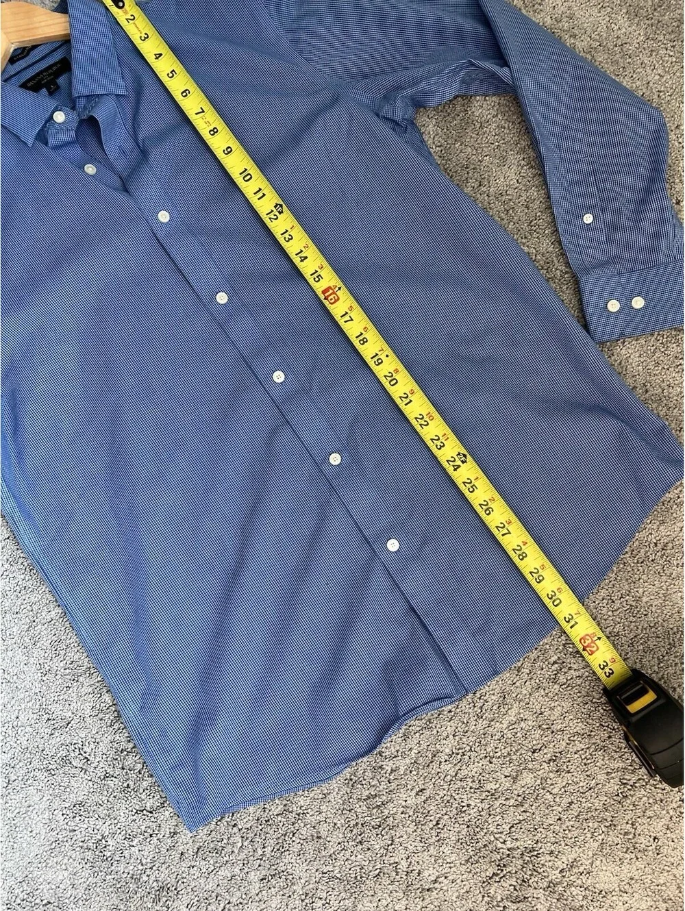 Banana Republic Non Iron Dress Shirt Men’s Large Blue Check Standard Fit Button